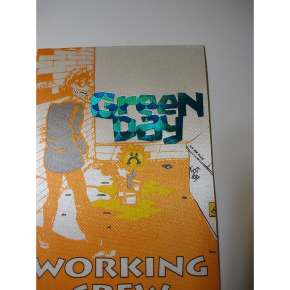 Green Day Backstage Pass Fabric Cloth 1994 Dookie Tour Reflective Logo Punk Rock - Picture 2 of 3